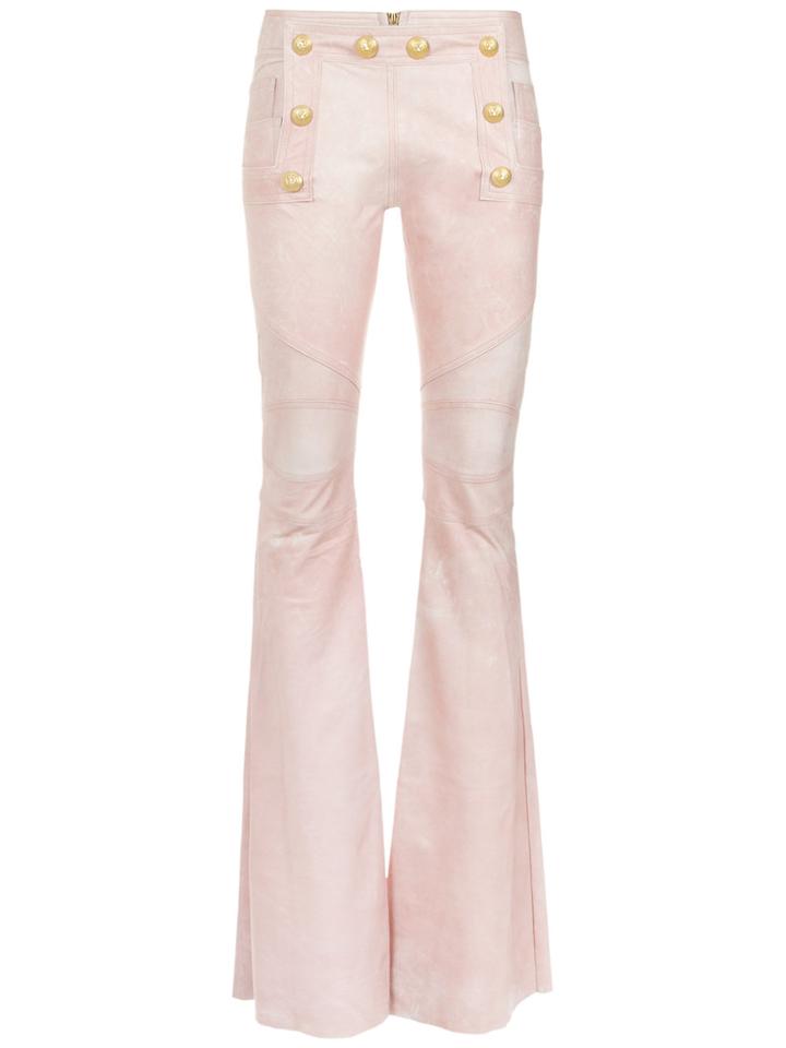 Andrea Bogosian Leather Flared Trousers - Pink & Purple