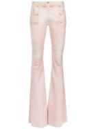Andrea Bogosian Leather Flared Trousers - Pink & Purple