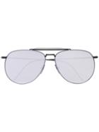 Thom Browne Eyewear Metallic Silver Aviator Sunglasses