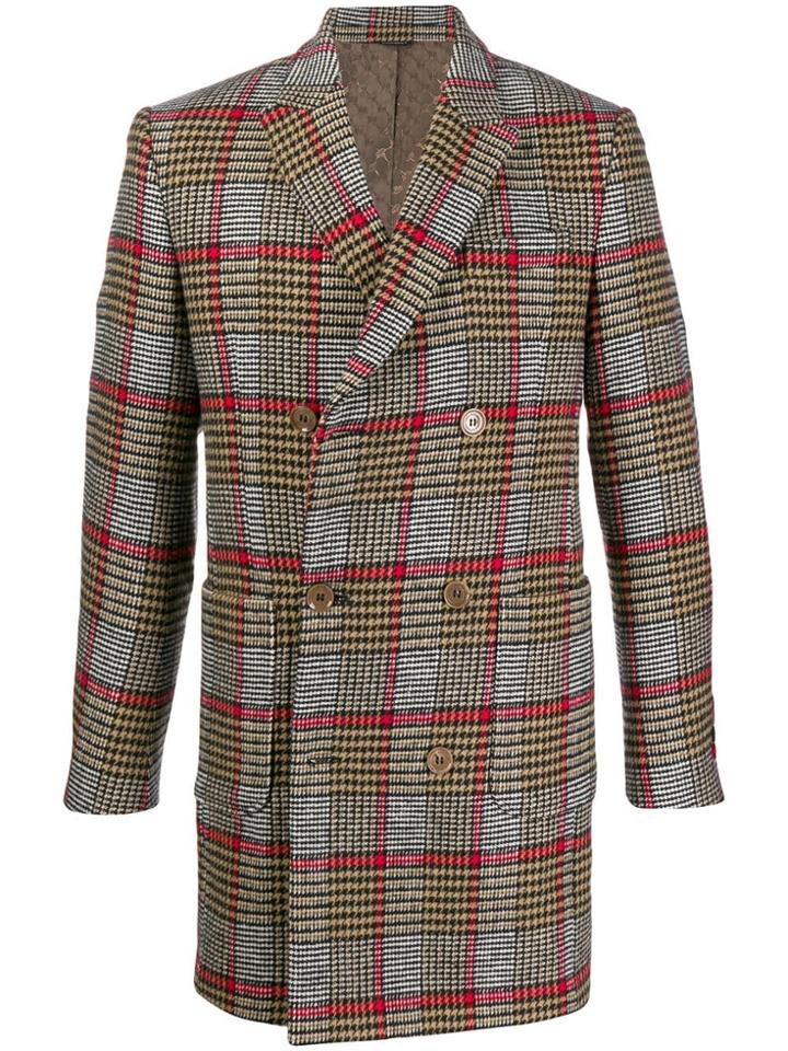 Daniele Alessandrini Checked Double Breasted Coat - Neutrals