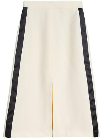 Burberry Sport Stripe Wool Silk A-line Skirt - White