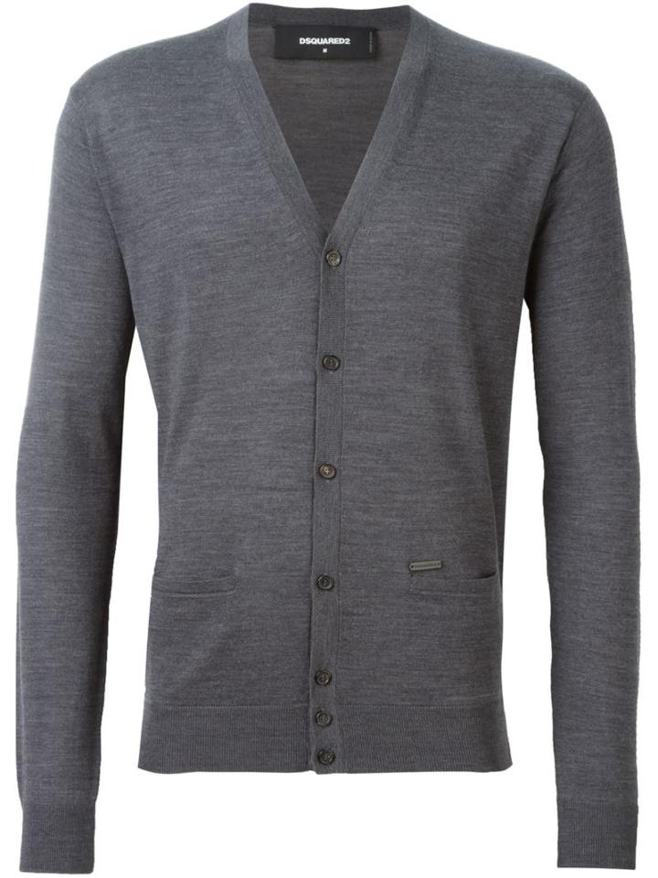 Dsquared2 V-neck Cardigan, Men's, Size: Medium, Grey, Wool