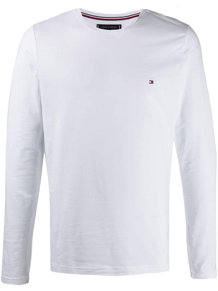 Tommy Hilfiger Logo Embroidered Jersey Top - White