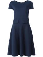 Armani Collezioni Waist Detail Shortsleeved Dress, Women's, Size: 46, Blue, Viscose/polyamide/spandex/elastane