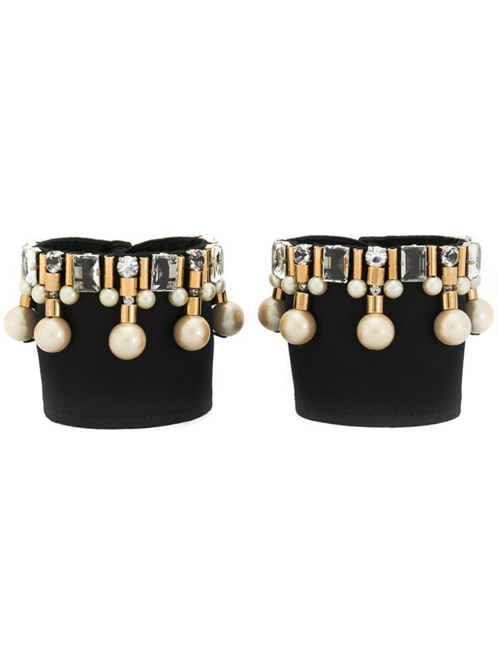Radà Embellished Bracelet Cuffs - Black