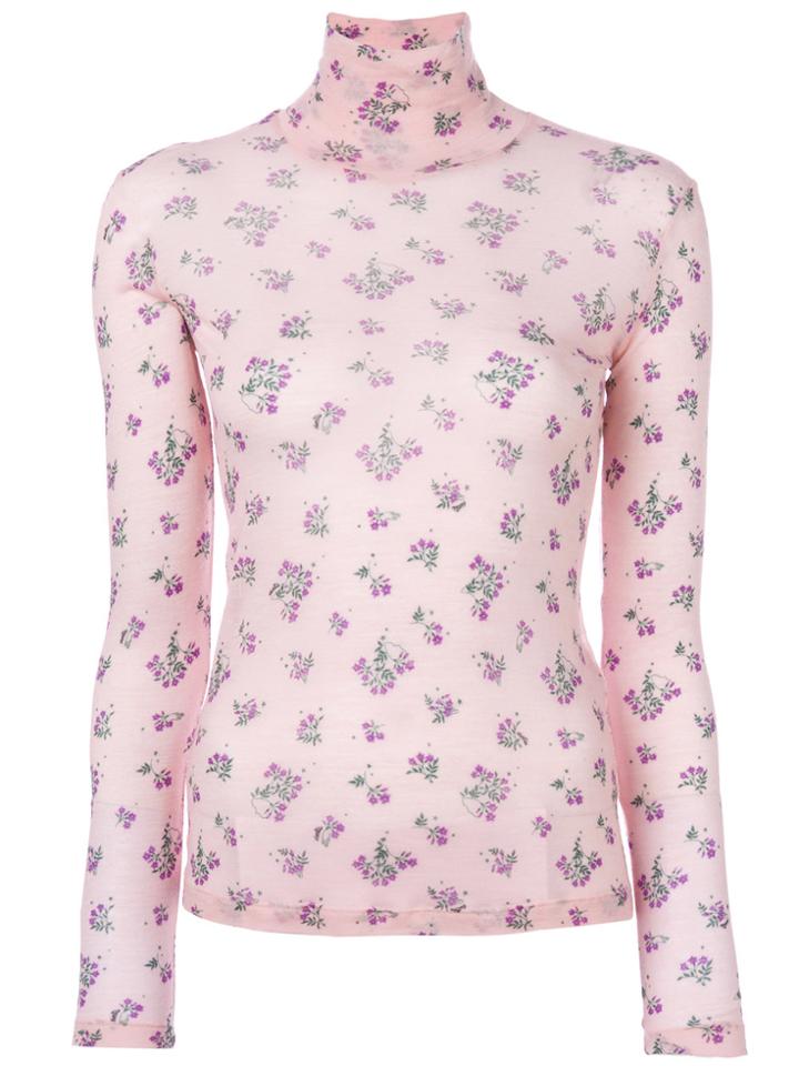 Vivetta Roll Neck Floral Sweater - Pink & Purple