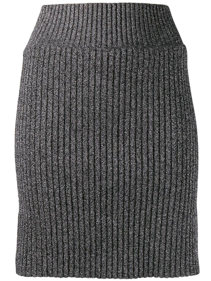Alberta Ferretti Metallic Knit Skirt - Black