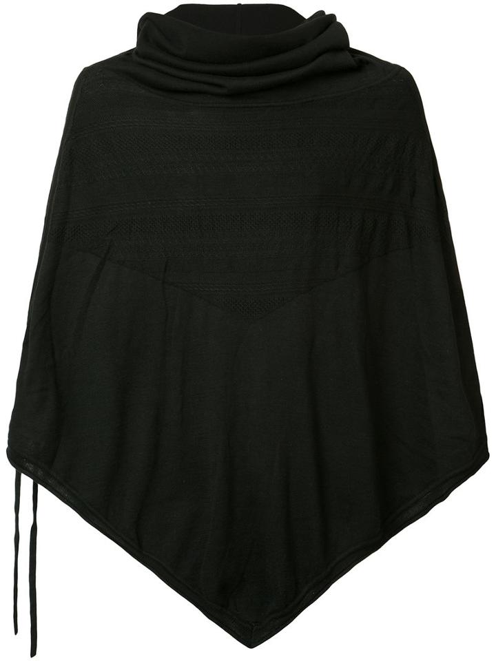 Private Stock Roll Neck Poncho, Adult Unisex, Black, Cotton