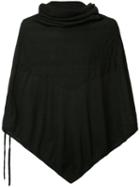 Private Stock Roll Neck Poncho, Adult Unisex, Black, Cotton
