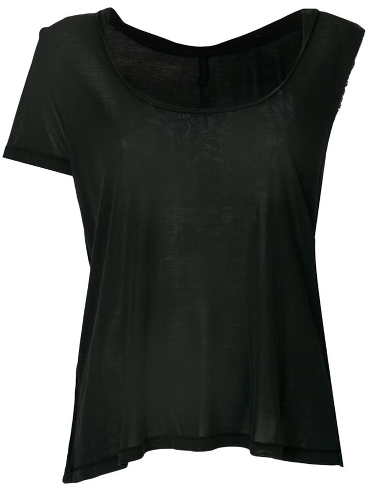 Unravel Project Asymmetric Sleeve Twisted Scoop Neck Tank - Black