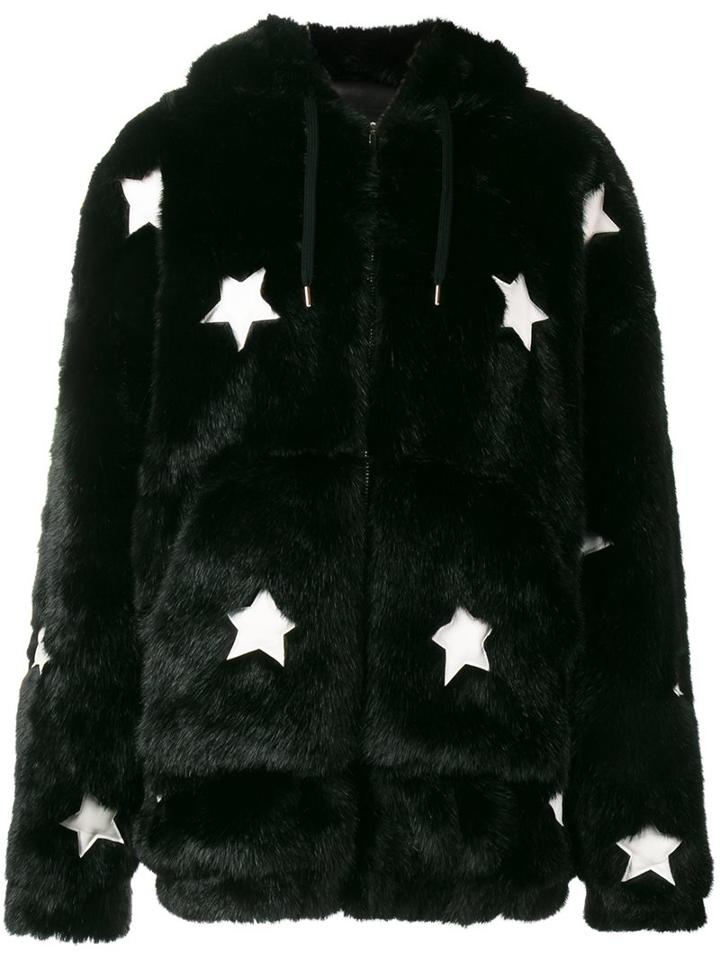 Filles A Papa Faux Fur Star Embellished Jacket, Women's, Size: 1, Black, Modacrylic/lamb Skin/polyester