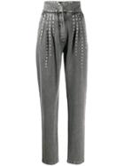 Alberta Ferretti Stud Embellished Tapered Jeans - Grey
