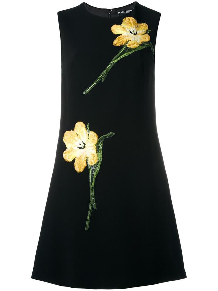 Dolce & Gabbana Embroidered Tulip Shift Dress, Women's, Size: 42, Cotton/spandex/elastane/silk