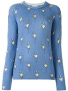 Equipment Flamingo Print Jumper, Women's, Size: Medium, Blue, Cashmere