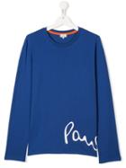 Paul Smith Junior Long Sleeve Logo Printed T-shirt - Blue