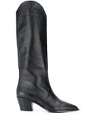 The Seller Knee Length Leather Boots - Black