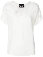Boutique Moschino Ruffled Neck T-shirt - White