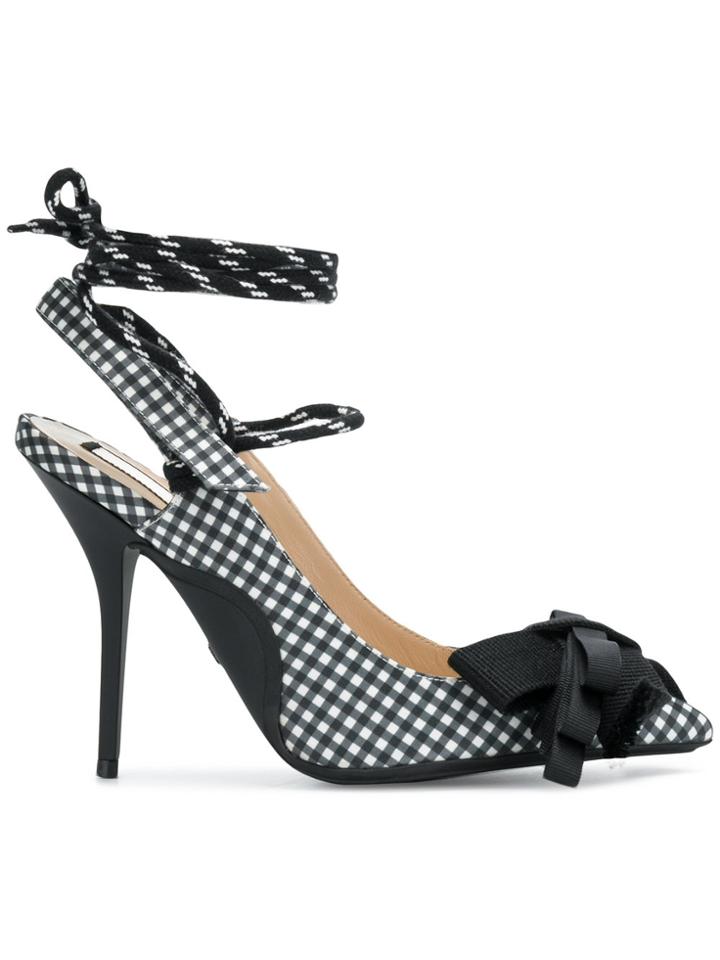 No21 Bow Detail Gingham Pumps - Black