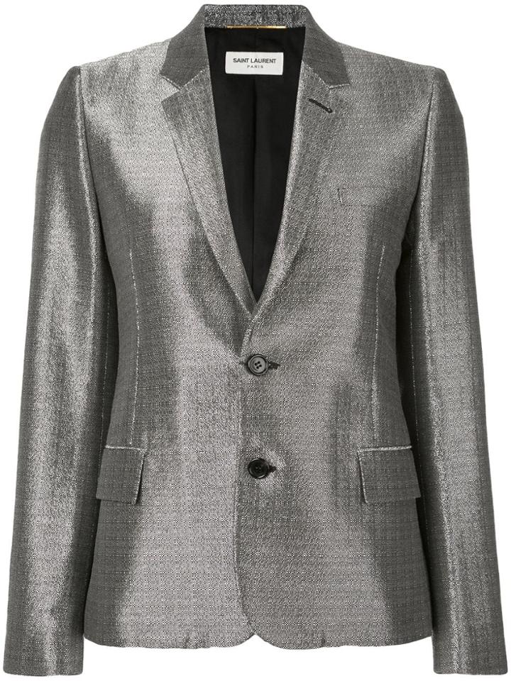 Saint Laurent Metallic Sheen Blazer - Grey