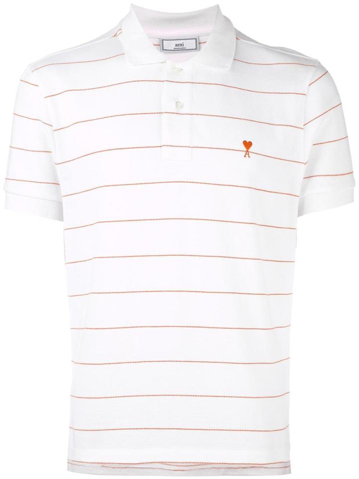 Ami Alexandre Mattiussi Ami De Coeur Striped Polo Shirt - White