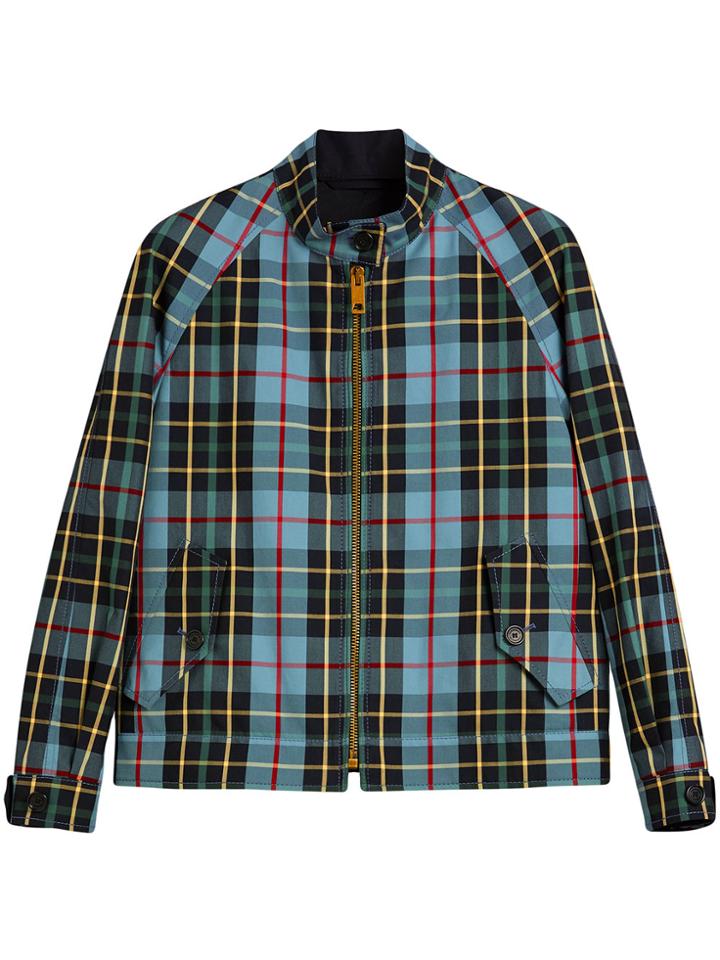 Burberry Tartan Cotton Gabardine Jacket - Blue