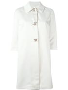 Ermanno Scervino Embellished Button Coat, Women's, Size: 48, White, Polyester/brass/crystal/spandex/elastane