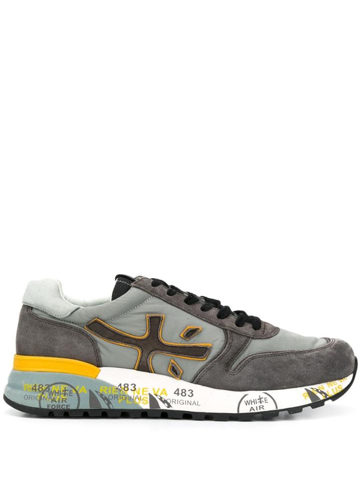 White Premiata Mick Side Logo Sneakers - Grey