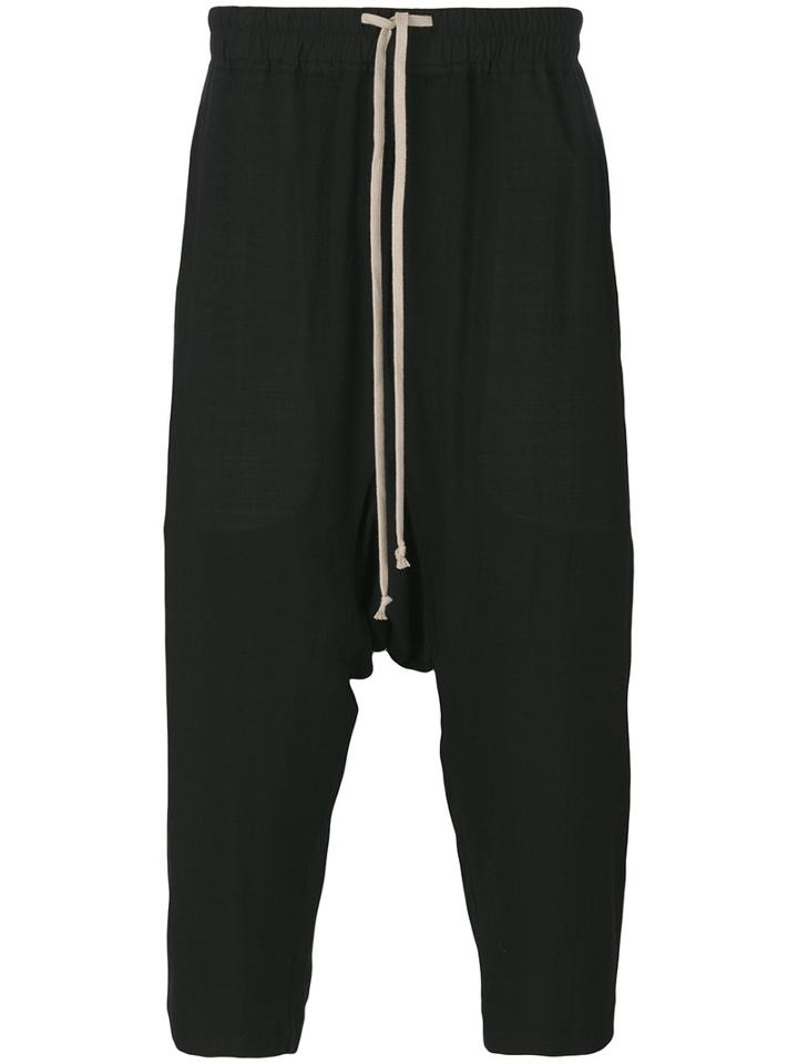 Rick Owens - Drop-crotch Cropped Trousers - Men - Silk/cupro/wool - 46, Black, Silk/cupro/wool