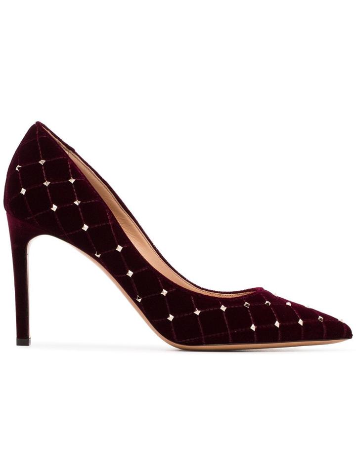 Valentino Red Rockstud Spike 90 Velvet Pumps
