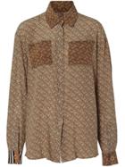Burberry Two-tone Monogram Print Shirt - Brown