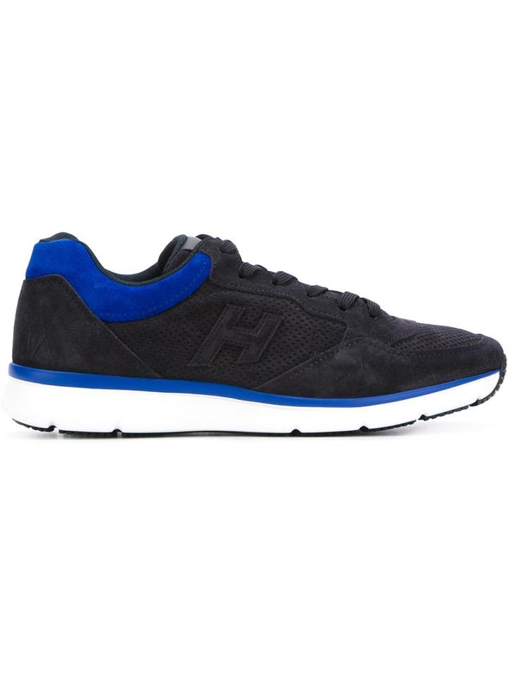 Hogan Panelled Sneakers, Men's, Size: 7.5, Blue, Leather/suede/rubber