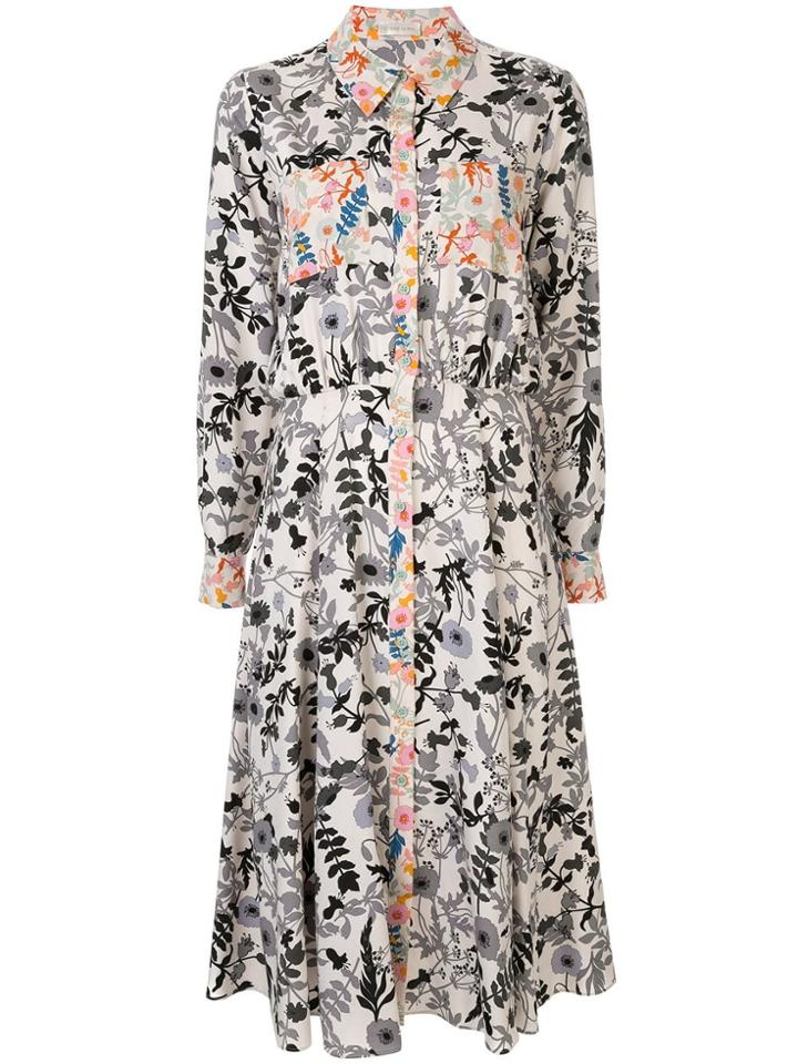 Stine Goya Floral Print Midi Shirt Dress - White