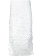 Sally Lapointe Sequin Straight Midi Skirt - White