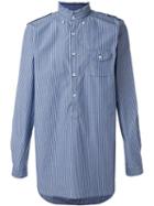 Wooster + Lardini Band Collar Striped Shirt