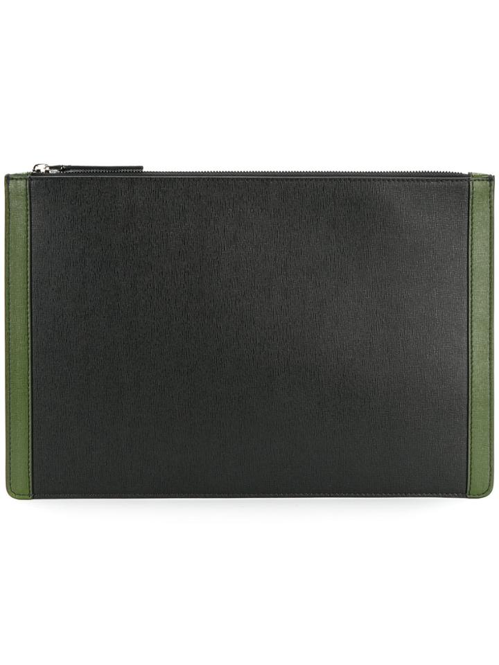 Marni Saffiano Pouch Bicolour Clutch Bag - Black
