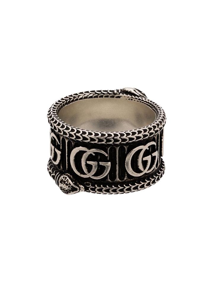 Gucci Gg Marmont Snake Motif Ring - Silver