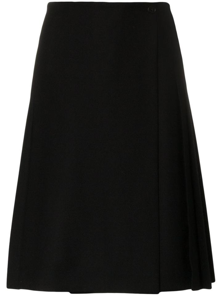 Burberry High Waisted Wool Twill Kilt - Black