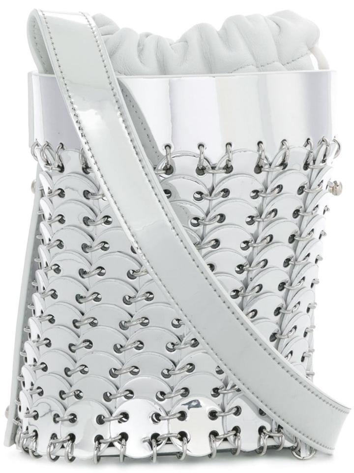 Paco Rabanne Disc Embellished Bucket Tote - Silver
