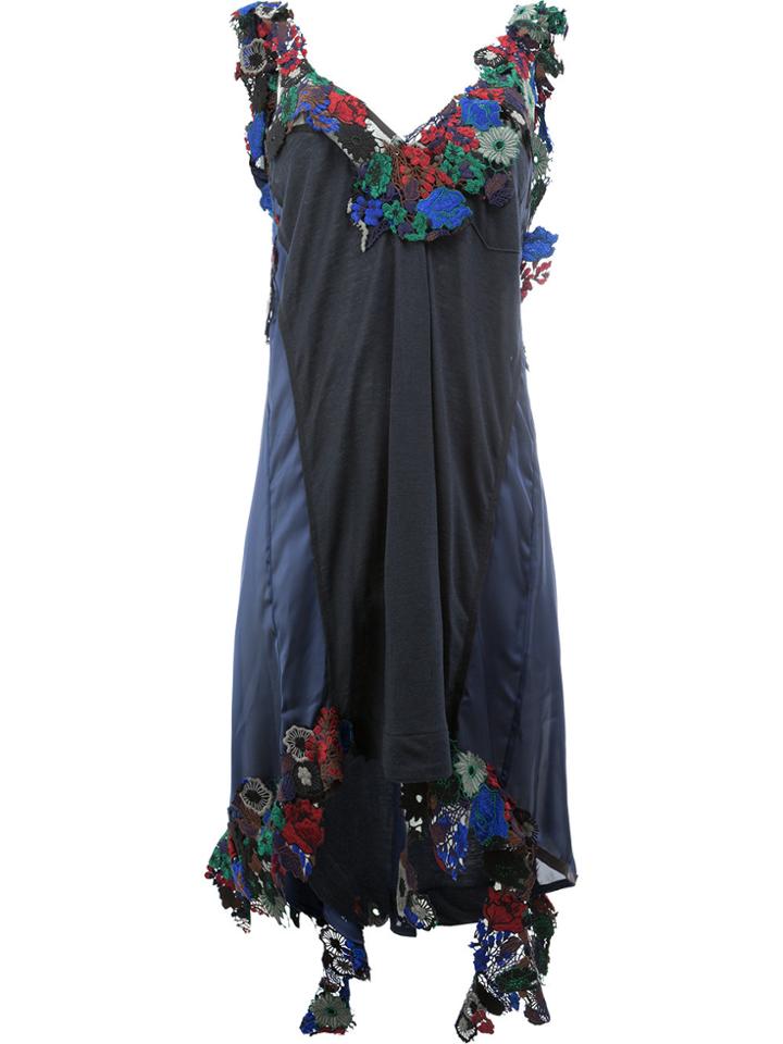 Sacai Floral Embellished Asymmetric Dress - Multicolour