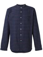 Oliver Spencer 'textured Grandad Collar' Shirt, Men's, Size: 15, Blue, Cotton