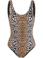 Reina Olga Leopard Print Swimsuit - Neutrals