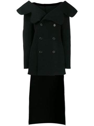 Yohji Yamamoto Pre-owned Ruffled Peacoat - Black