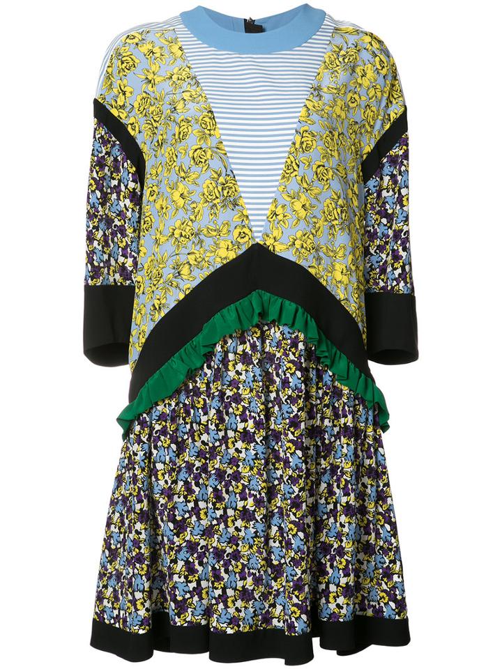 Msgm Multiple Prints Shift Dress, Women's, Size: 38, Yellow/orange, Silk