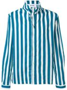 Sunnei Neck Toggle Striped Shirt - Blue
