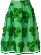 P.a.r.o.s.h. Floral Embroidered Midi Skirt - Green