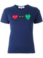 Comme Des Garçons Play Heart Print T-shirt, Women's, Size: Small, Blue, Cotton
