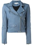 Iro Fitted Cropped Jacket, Women's, Size: 42, Blue, Lamb Skin/rayon