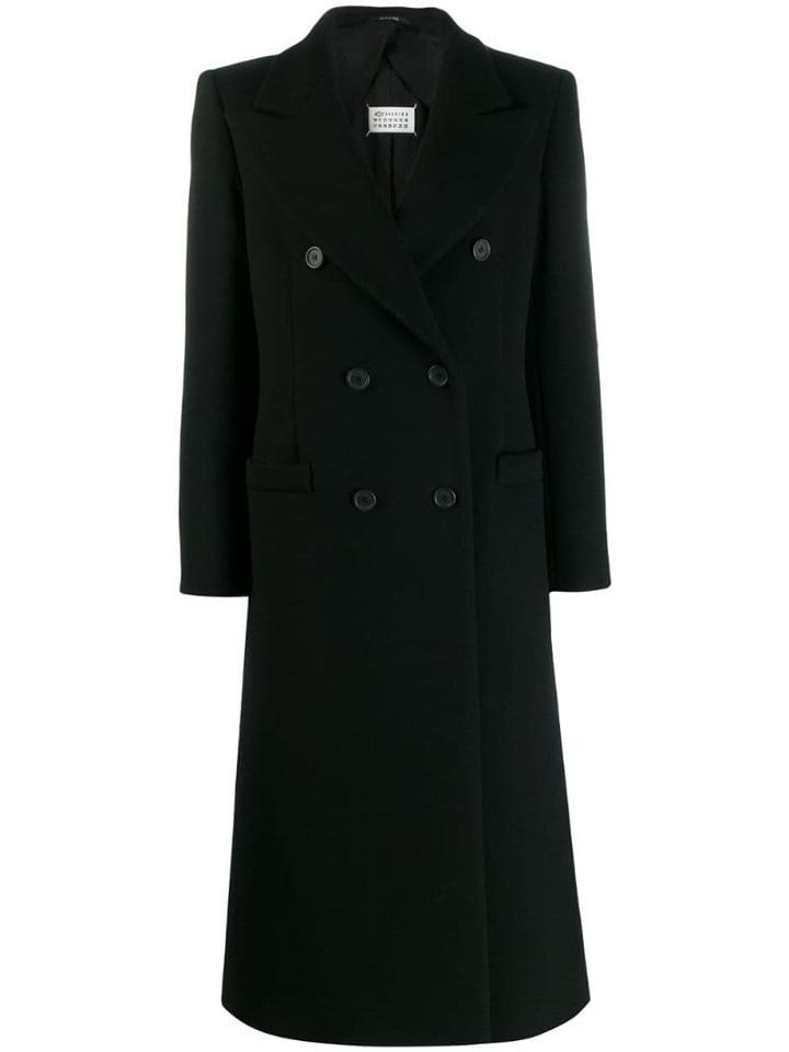 Maison Margiela Double-breasted Long Coat - Black