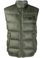 Prada Zipped Padded Gilet - Green