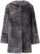 Drome Hooded Fur Coat - Grey